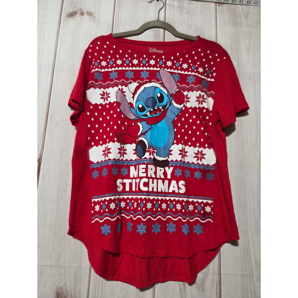 Disney Stitch‎ Merry Stitchmas Red Christmas High Low Graphic Tee XXL 19